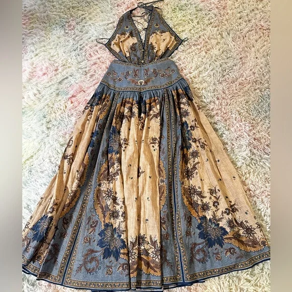 New Zimmermann Ascension Plunge Halter Maxi Dress Size 0 - Picture 7 of 15